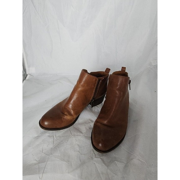 Lucky Brand Basel Women's Brown Distressed Ankle Boots Booties 8M - Picture 1 of 15